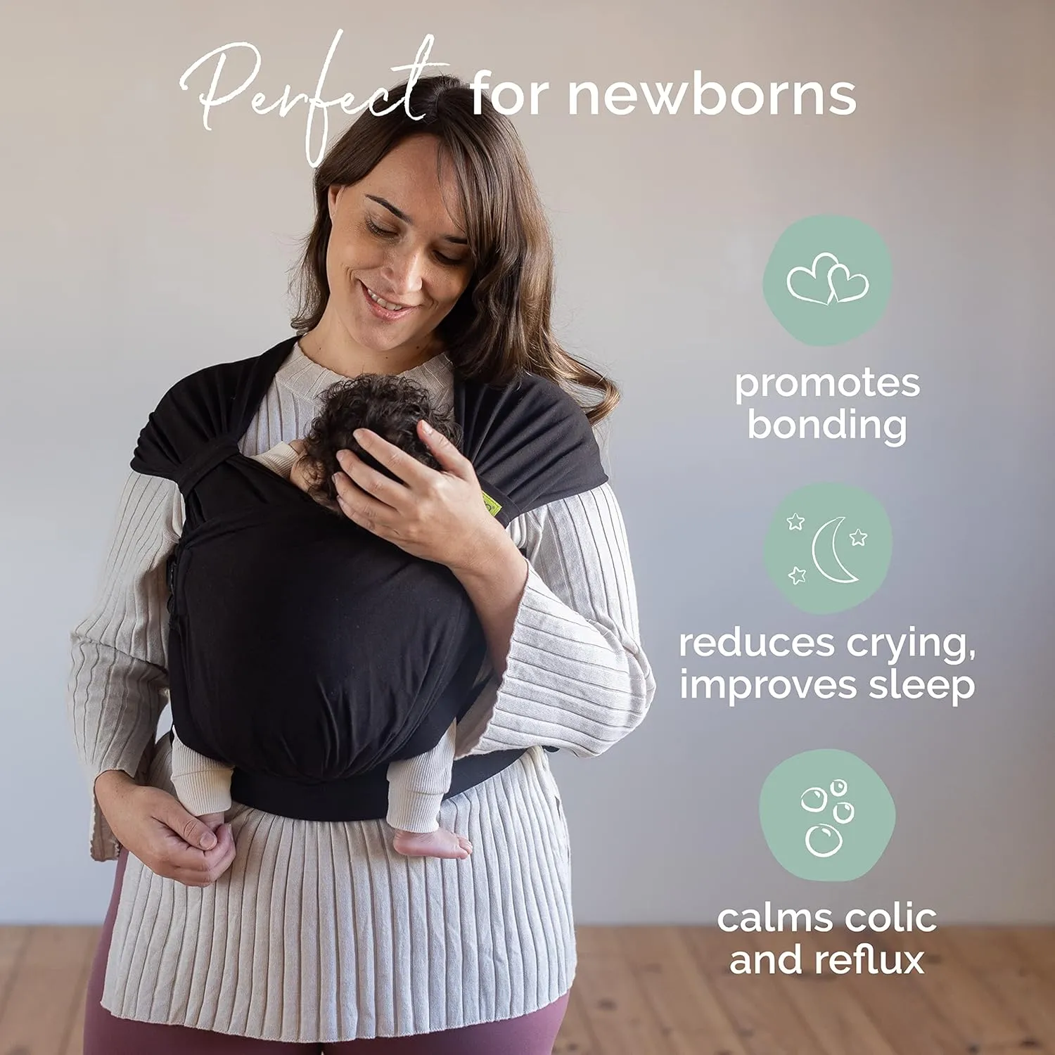 Boba Bliss Hybrid Baby Carrier Newborn to Toddler - 2-in-1 Baby Wrap & Baby Carrier - Pre-Wrapped Baby Sling Wrap Newborn - Certified Hip-Healthy - Soft & Stretchy Baby Sling Carrier- 7-35 lbs (Black)