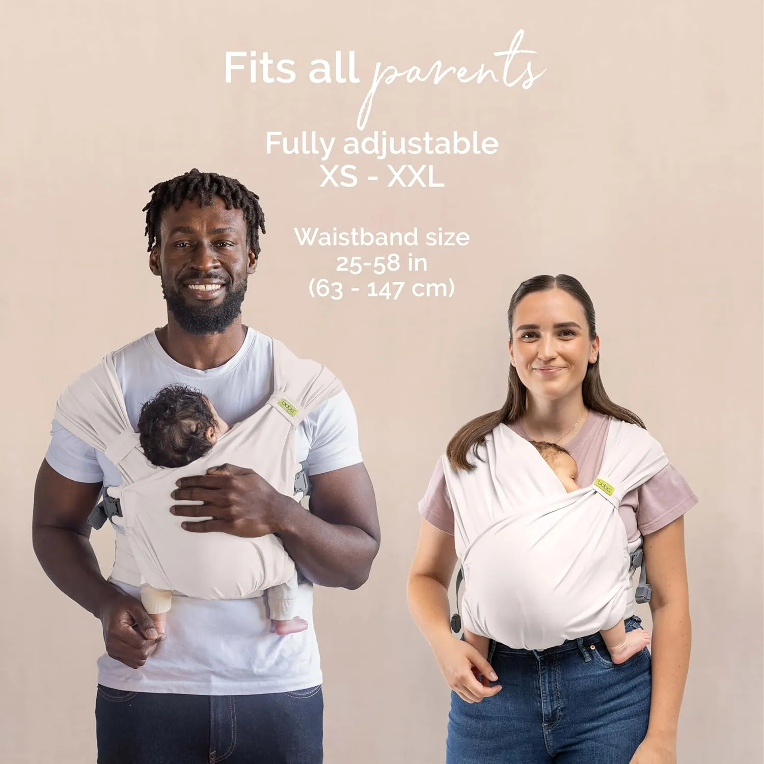 Boba Pre-Wrapped Baby Wrap Carrier with Buckle, Easy Adjust Soft Infant Baby Carrier Hybrid for Boy or Girls, Baby Sling for Newborn up to 35 lbs (Organic Stone)