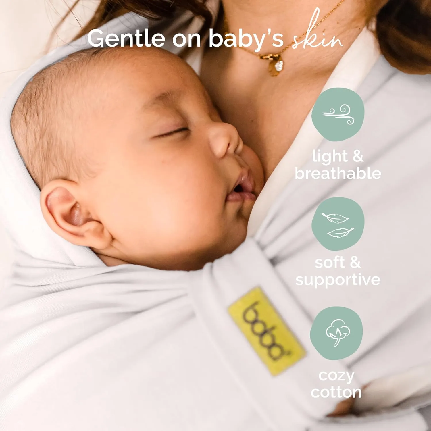 Boba Pre-Wrapped Baby Wrap Carrier with Buckle, Easy Adjust Soft Infant Baby Carrier Hybrid for Boy or Girls, Baby Sling for Newborn up to 35 lbs (Organic Stone)