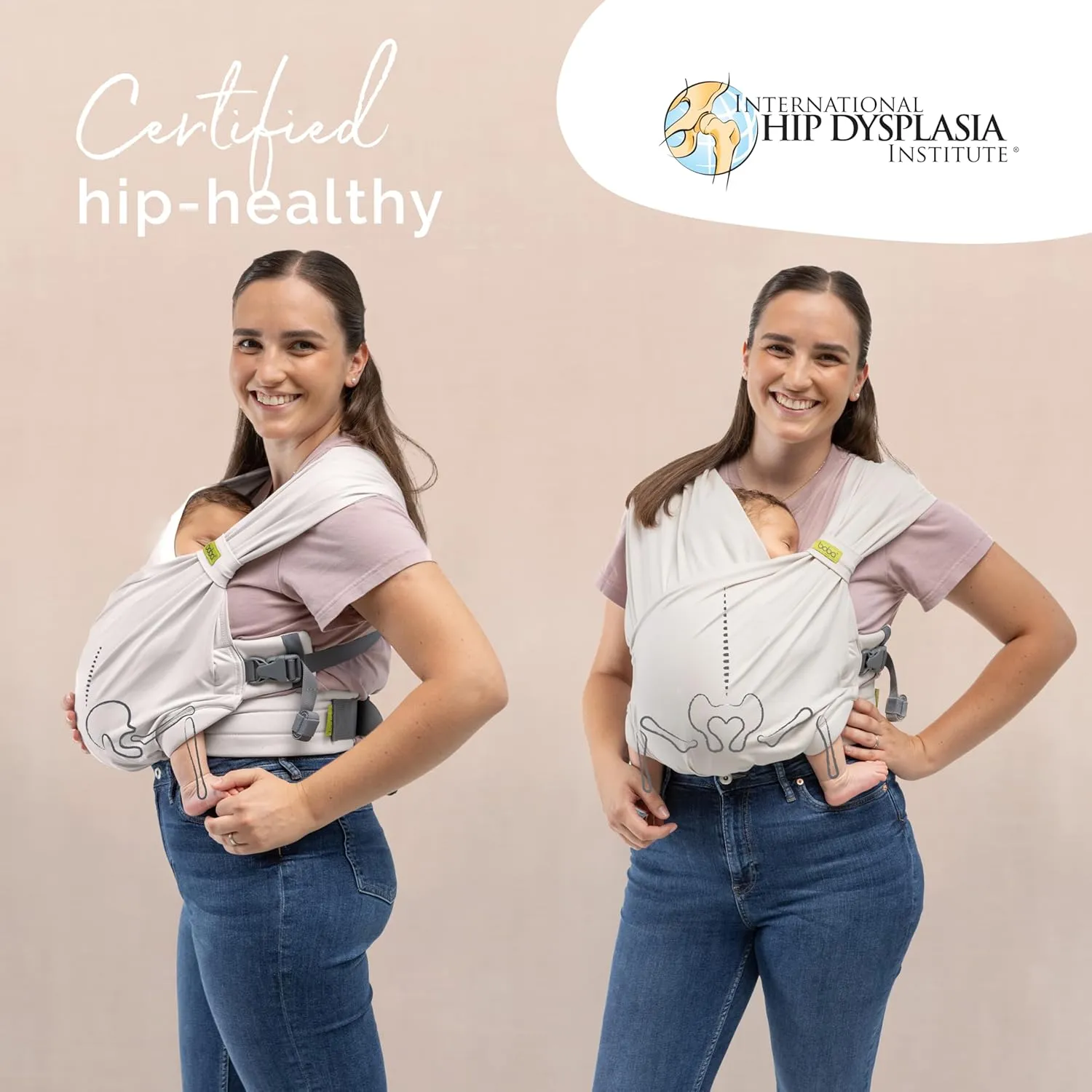 Boba Pre-Wrapped Baby Wrap Carrier with Buckle, Easy Adjust Soft Infant Baby Carrier Hybrid for Boy or Girls, Baby Sling for Newborn up to 35 lbs (Organic Stone)