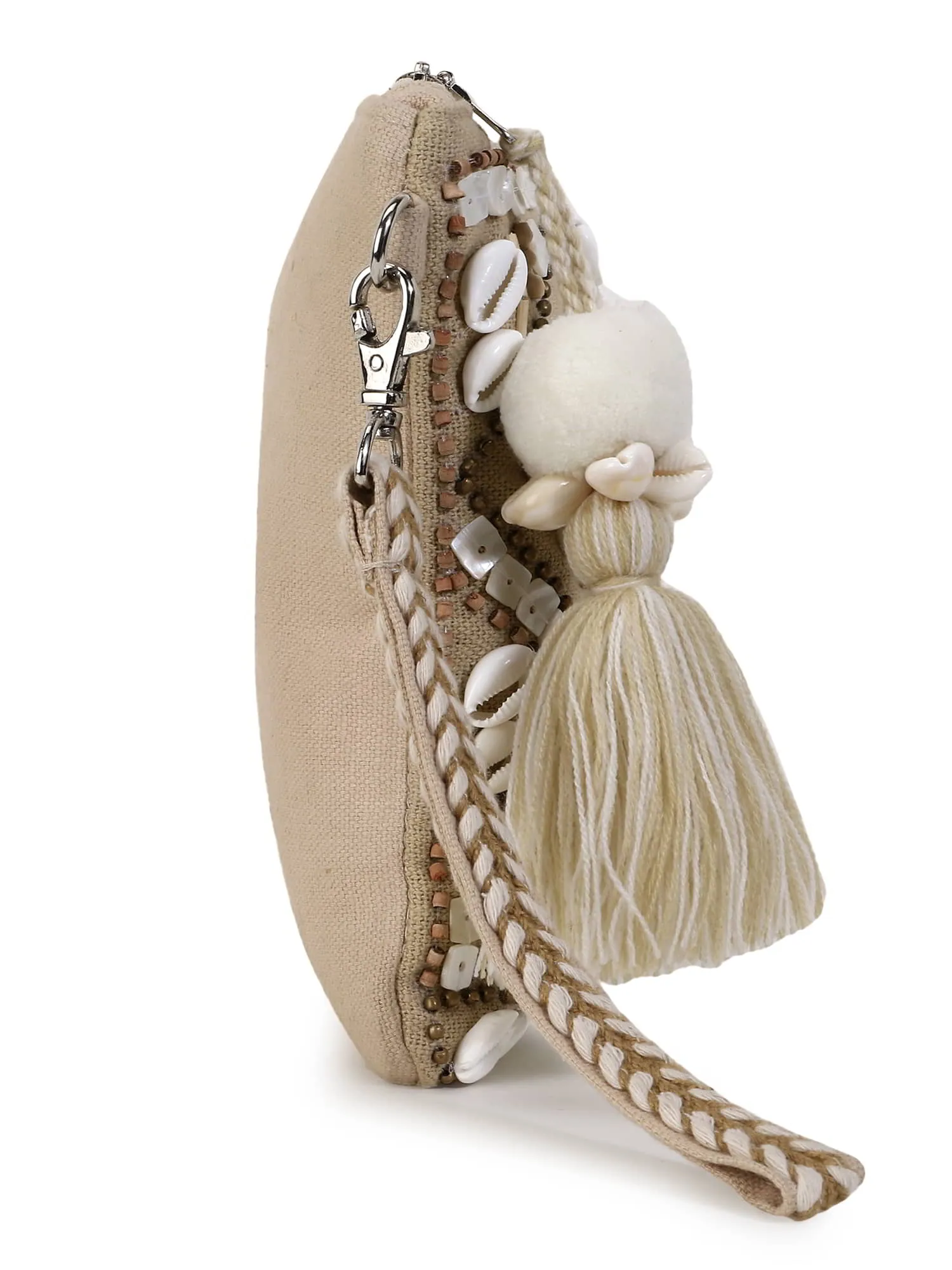 Boho Cotton Jute & Canvas Boho Embellished Sling Bag