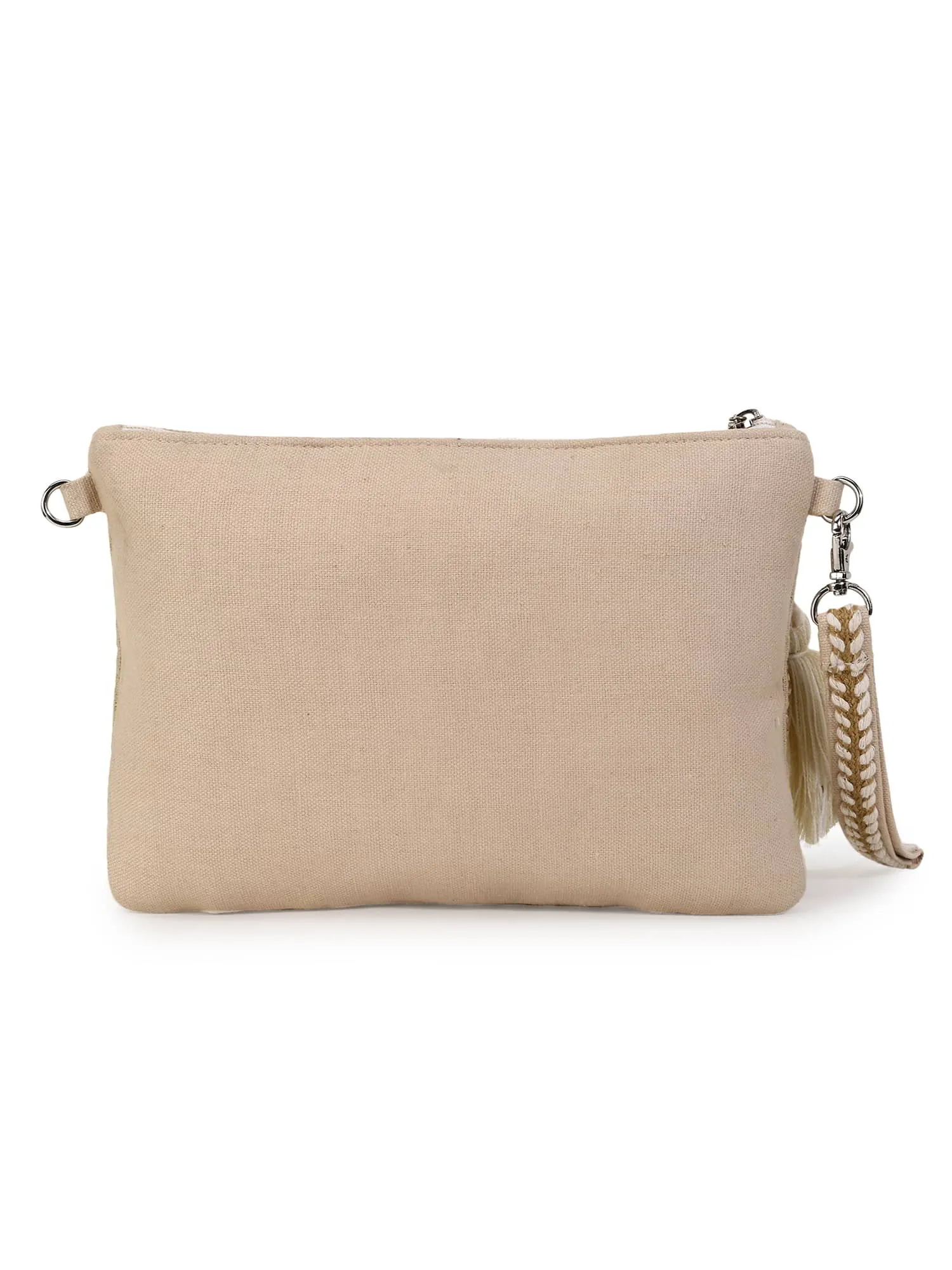 Boho Cotton Jute & Canvas Boho Embellished Sling Bag