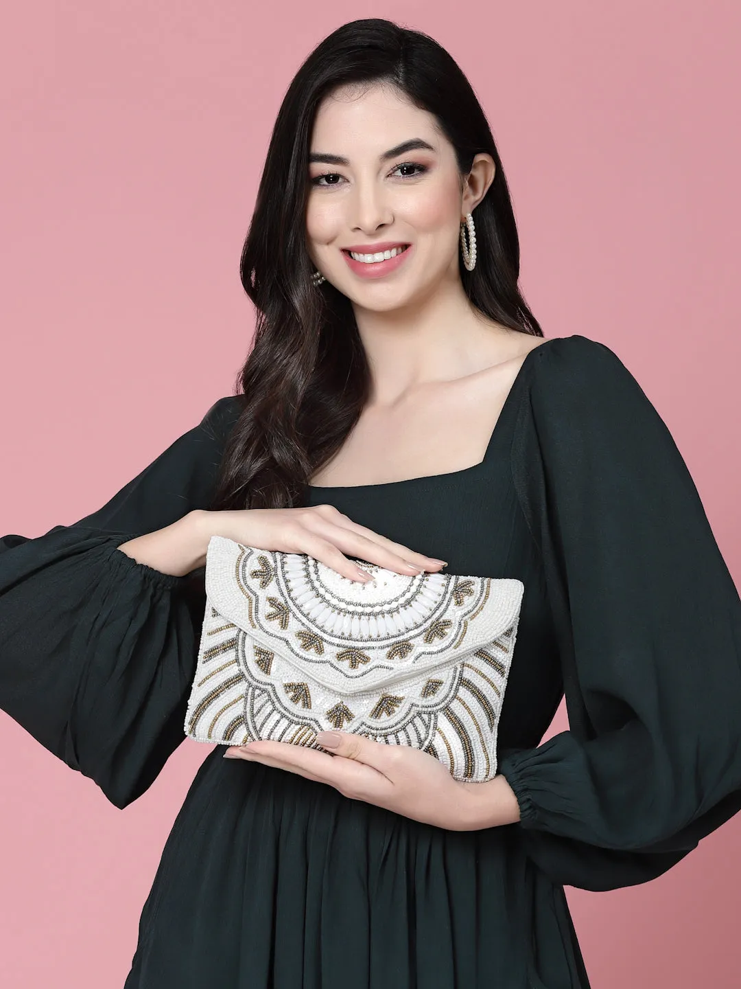 Boho Ethnic Motifs Embellished Canvas Sling Bag