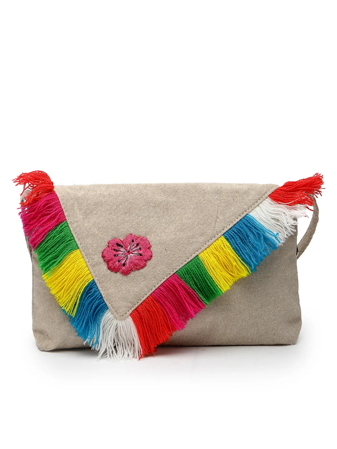 Boho Floral Embroidered Cotton Canvas Sling Bag