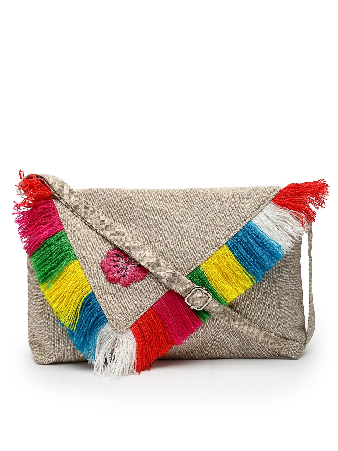Boho Floral Embroidered Cotton Canvas Sling Bag
