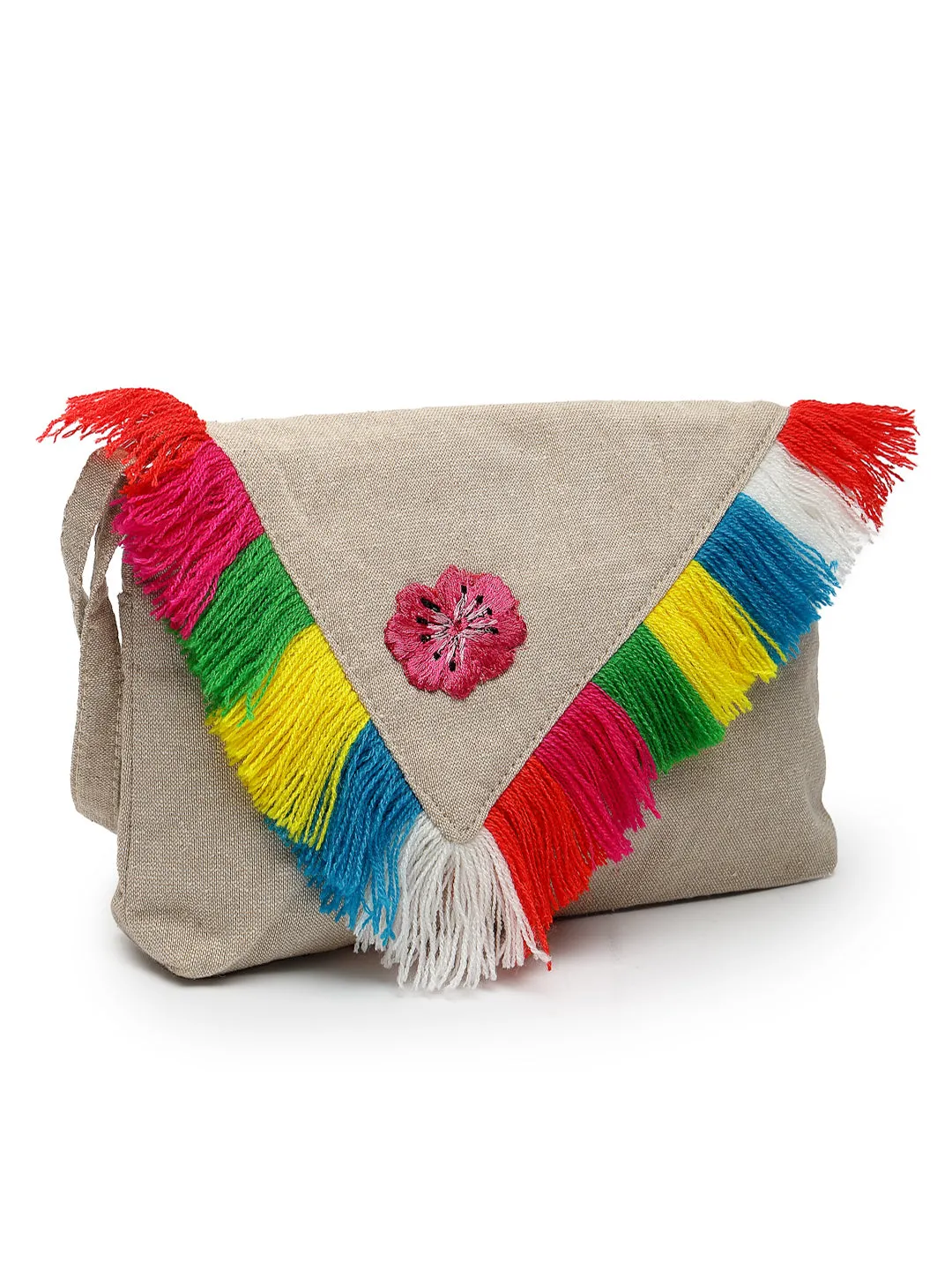 Boho Floral Embroidered Cotton Canvas Sling Bag