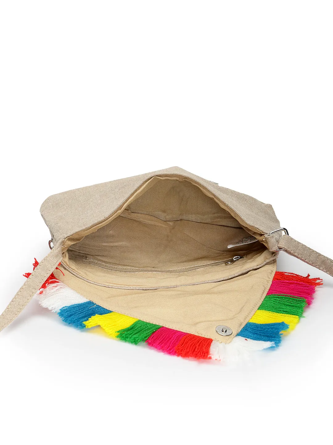 Boho Floral Embroidered Cotton Canvas Sling Bag