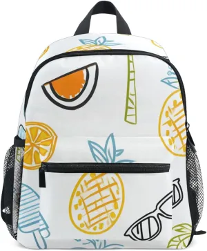 Bolaz Upgraded Backpack for School Teenagers Girls Boys-Hand Drawn Summer Palm Pineapple Pattern,Travel Bag with Chest Buckle and Whistle
