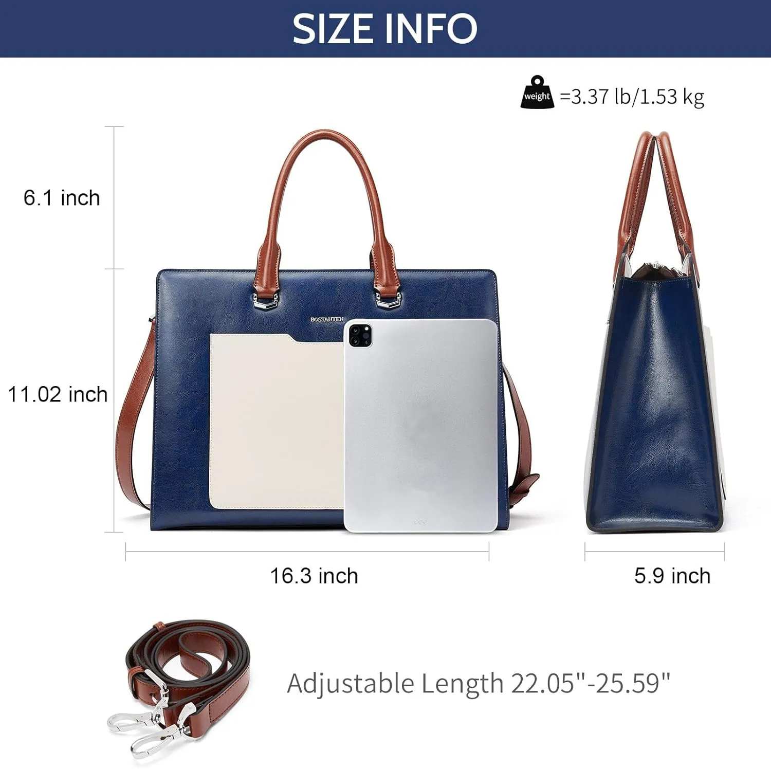 BOSTANTEN Briefcase for Women 15.6 Inch Genuine Leather Laptop Briefcase Shoulder Work Tote Bag Purse