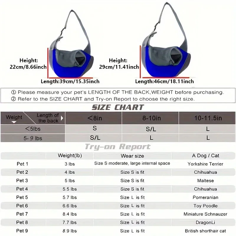 Breathable Dog Sling Carrier for Hiking & Travel