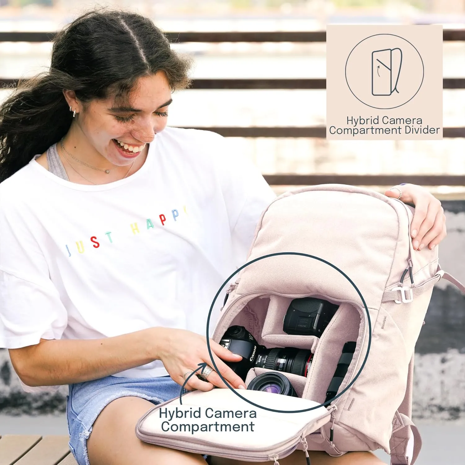 BREVITE - The Jumper - Compact Camera Backpacks for Photographers - A Minimalist & Travel-friendly Photography Backpack Compatible With Both Laptop & DSLR Accessories 18L (Blush Pink)
