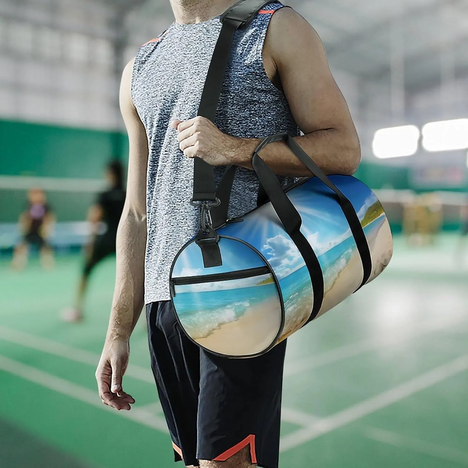 Bright Sunshine Summer Beach Gym Bag Small Travel Duffle Bag with Compartment Carry On Weekender Bag for Women Men