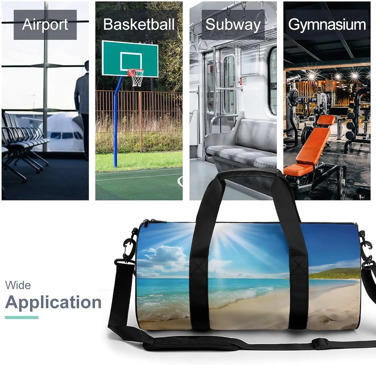 Bright Sunshine Summer Beach Gym Bag Small Travel Duffle Bag with Compartment Carry On Weekender Bag for Women Men