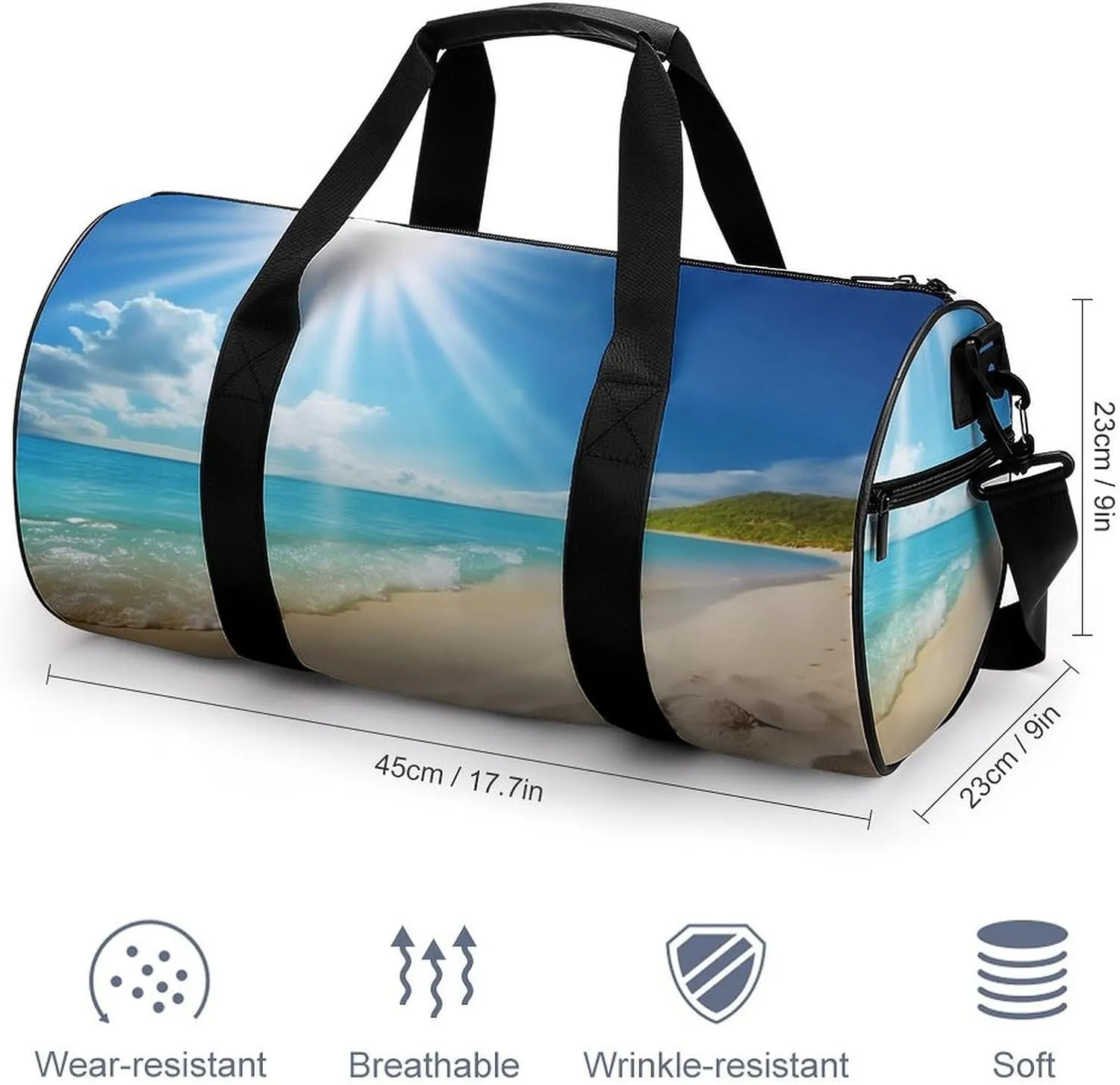 Bright Sunshine Summer Beach Gym Bag Small Travel Duffle Bag with Compartment Carry On Weekender Bag for Women Men