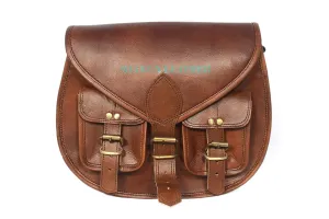 Brown Full Grain Genuine Leather Sling Bag Handmade Womens Crossbody Sling Bag (10x13x4)