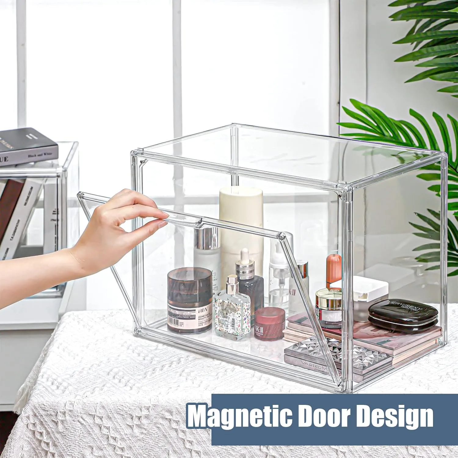 Bucherry 6 Pack Purse Storage Organizer for Closet,Clear Acrylic Display Case for Handbag Organizer with Magnetic Door for Collectibles Hats Shoes Wallet Book