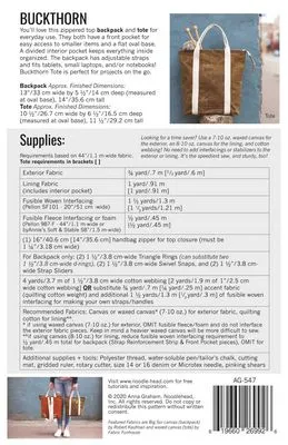 Buckthorn Backpack and Tote Sewing Pattern by Noodlehead
