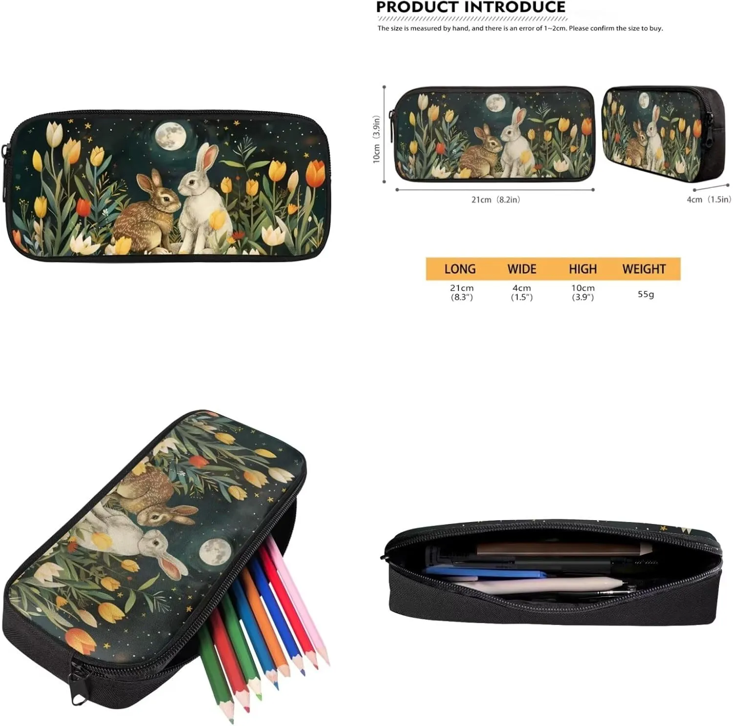 Bunny Bookbag and Lunch Box Set for Boys Shoulder Bag with Soft Pencil Case Keychain Wristlet Strap Adjustable Strap Bookbag for Girls 4-8 Designed To Be Lightweight and Comfortable