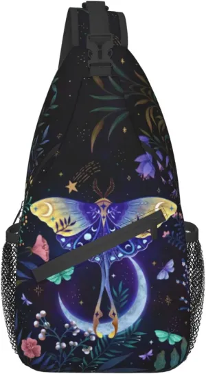 Butterflies Sling Bag Crossbody Sling Backpack for Women Men Travel Hiking Daypack Chest Shoulder Bag