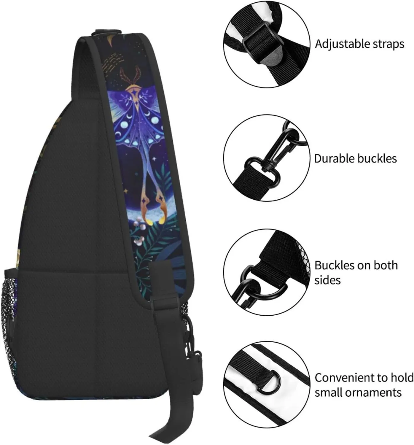 Butterflies Sling Bag Crossbody Sling Backpack for Women Men Travel Hiking Daypack Chest Shoulder Bag