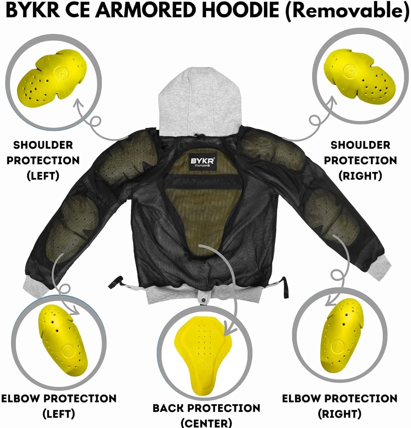 BYKR Motorcycle Hoodie for Men & Women Biker Motorcycle Jackets Breathable Motorbike Riding Sweatshirt All Weather CE Armored