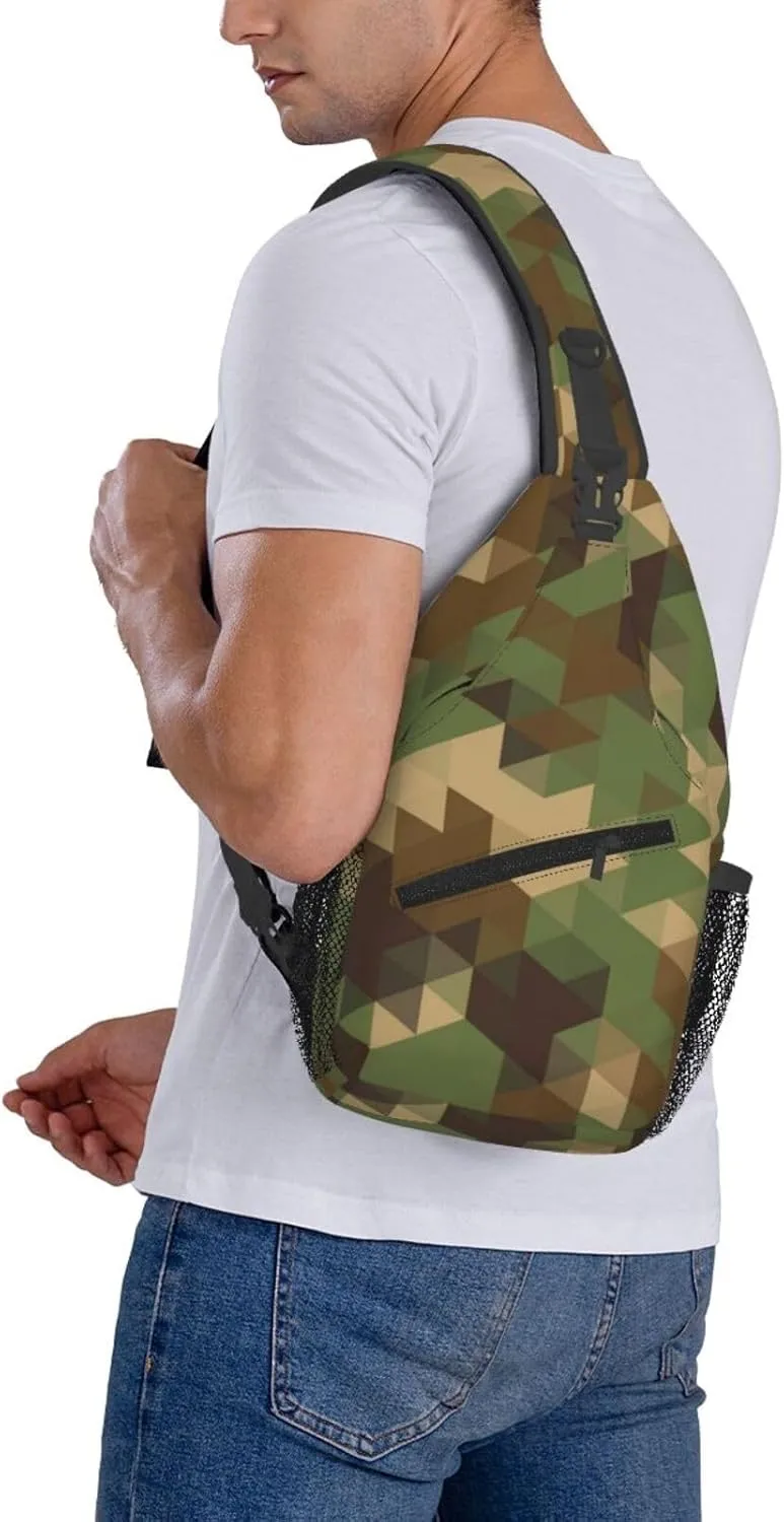 Camouflage Crossbody Sling Backpack Sling Bag Adjustable Chest Shoulder Daypack For Women Men