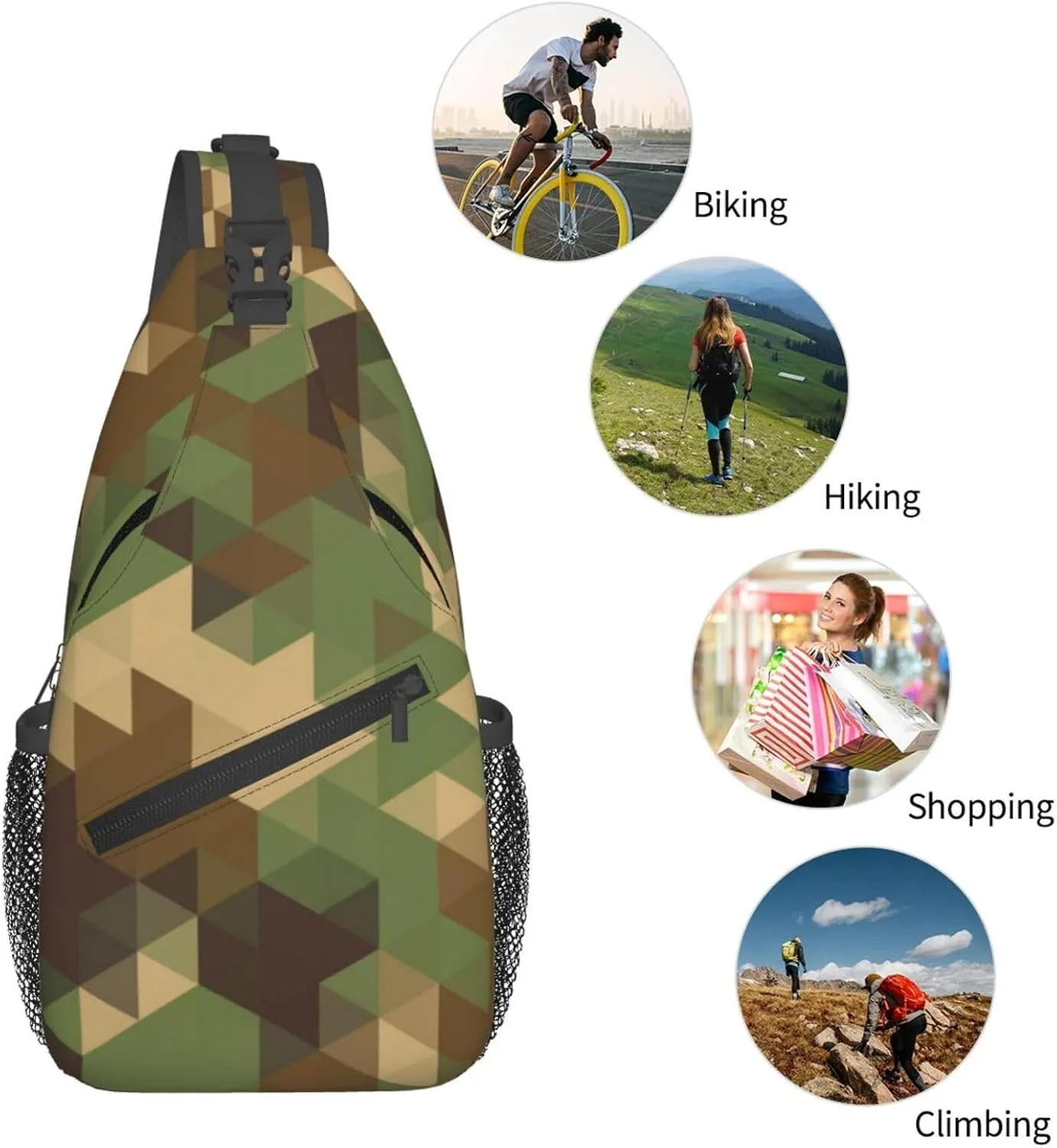 Camouflage Crossbody Sling Backpack Sling Bag Adjustable Chest Shoulder Daypack For Women Men