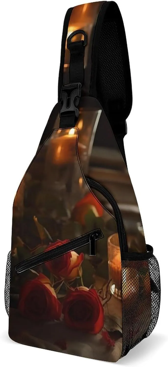 Candles on Table Sling Bag Sport Backpack Hiking Daypack Casual Chest Packs Crossbody Bag for Men Women