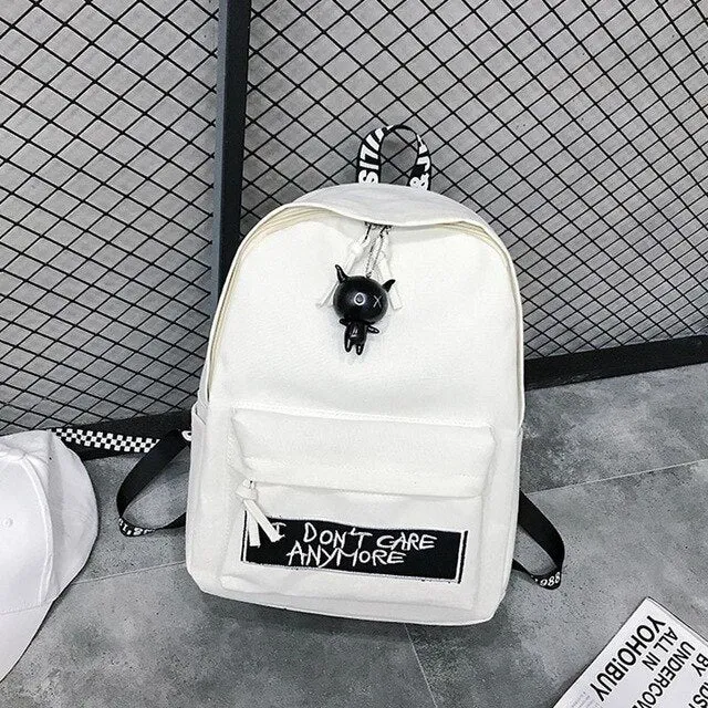 Canvas Laptop School Backpacks For Teens Women's Waterproof College Bag