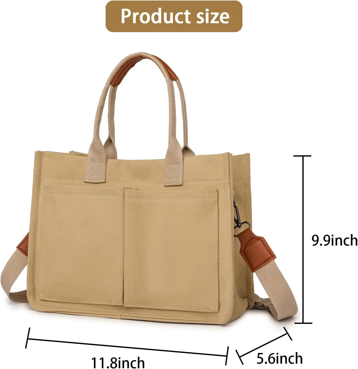 Canvas Tote for Women - Beach & Travel, Laptop Shoulder Bag - Cute Teacher Purse
