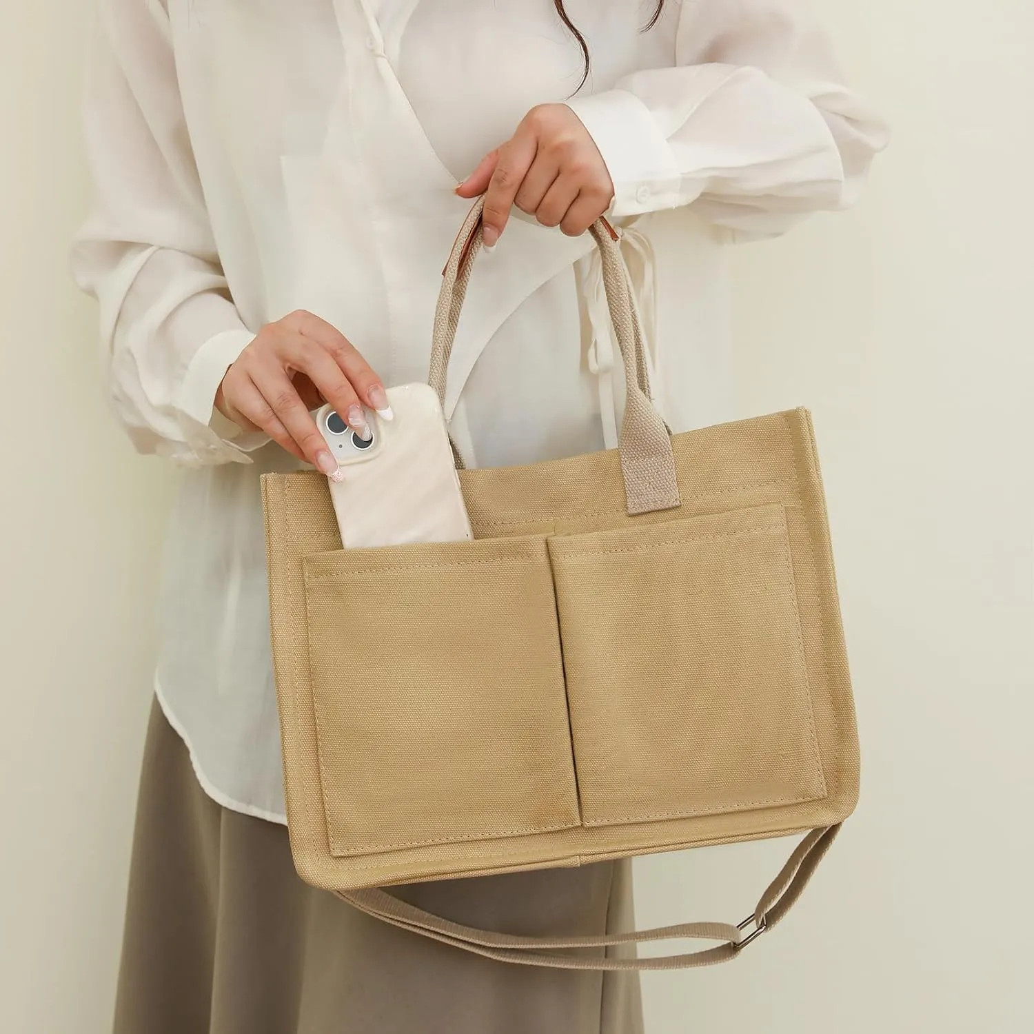 Canvas Tote for Women - Beach & Travel, Laptop Shoulder Bag - Cute Teacher Purse