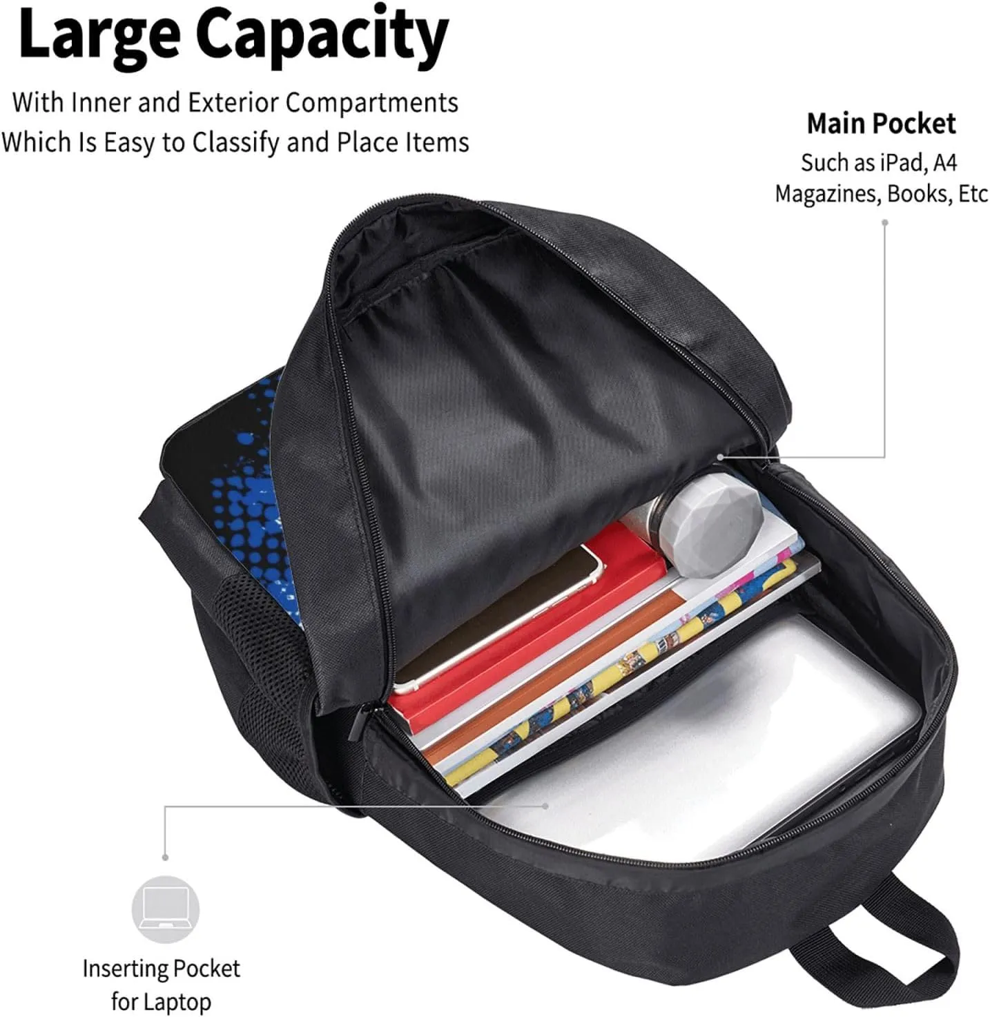 Cape Verde Cape Verdean Flag Casual Backpack Large Capacity Backpacks 15 Inch Laptop Back Pack Travel Rucksack Daypack Commuter Bags with Adjustable Strap for Camping