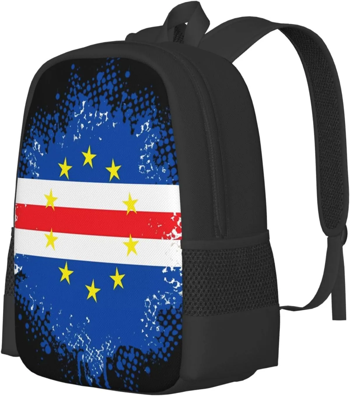 Cape Verde Cape Verdean Flag Casual Backpack Large Capacity Backpacks 15 Inch Laptop Back Pack Travel Rucksack Daypack Commuter Bags with Adjustable Strap for Camping