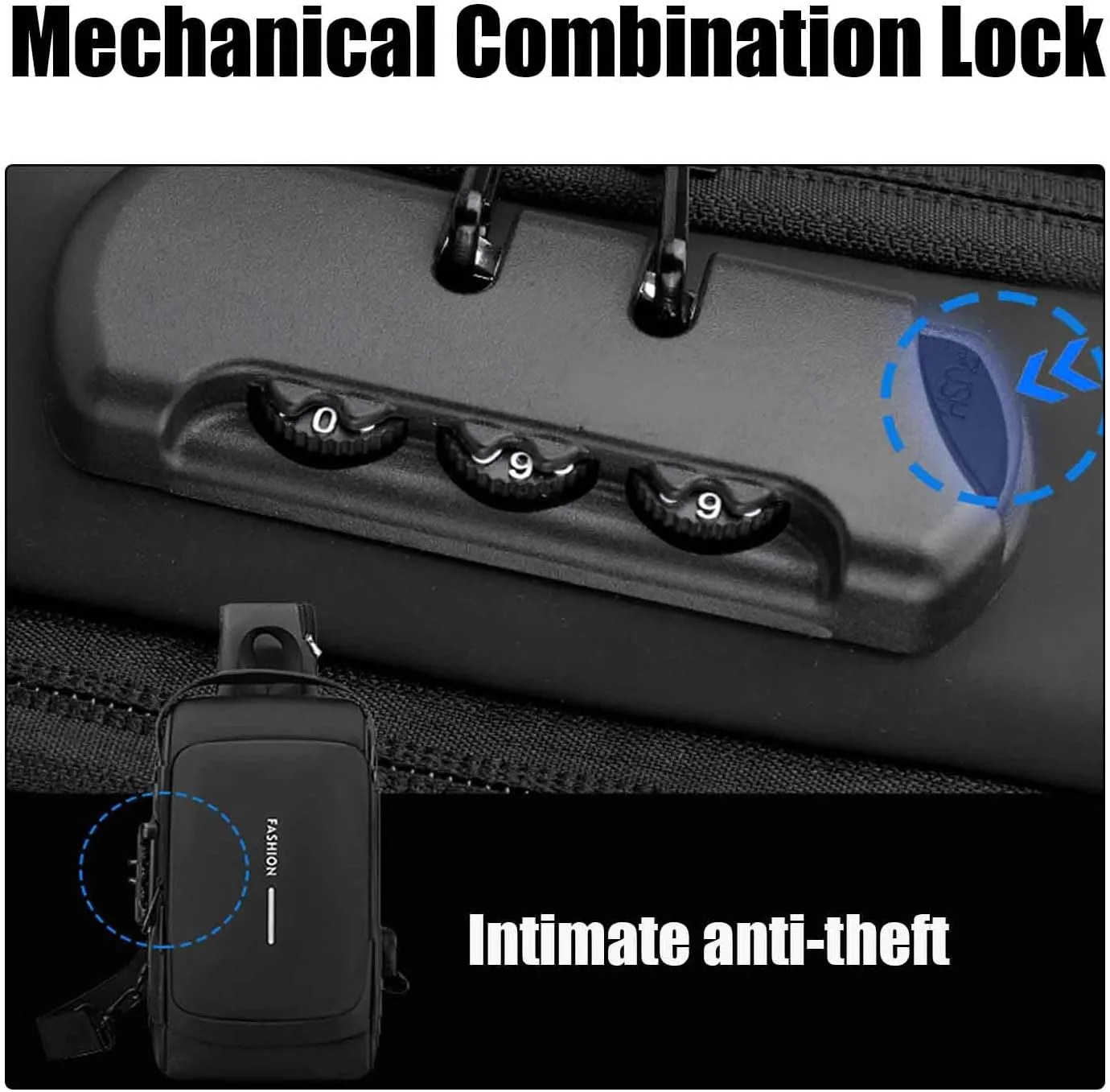 Carbon Fiber Streamline Anti-Theft Sling Bag, USB charging port Sport Waterproof Shoulder Bag, for Daily Trips, Commutes (Blue Gold)