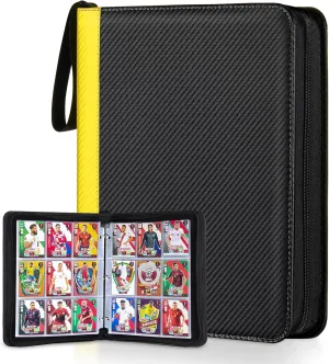 Card Binder for Pokemon Card, 9 Pocket 40 Double-Sided Pages for 720 Card Pocket Premium Zip PU Card Binder for Pokemon, Collectible For TCG,MTG,Baseball,Football Trading Card Game (Yellow)