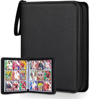 Card Binder for Pokemon Card, 9 Pocket 40 Double-Sided Pages for 720 Card Pocket Premium Zip PU Card Binder for Pokemon, Collectible For TCG,MTG,Baseball,Football Trading Card Game(Black)