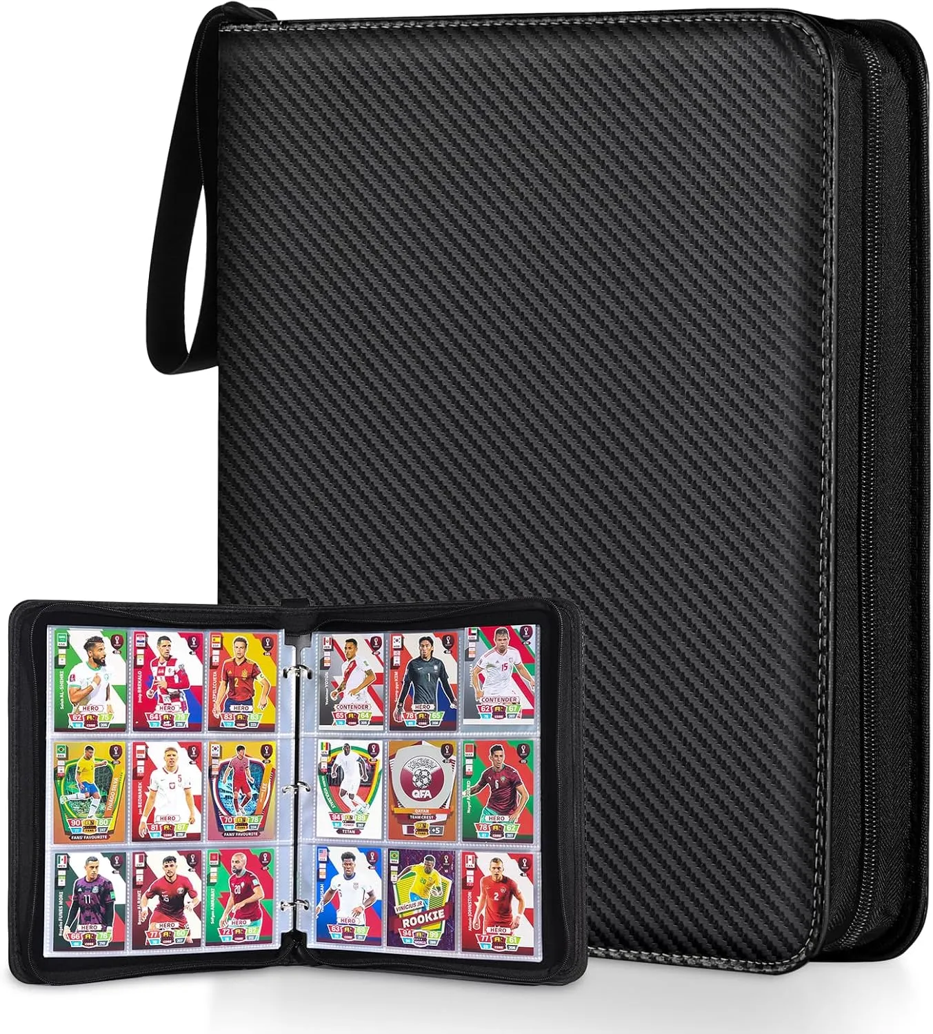 Card Binder for Pokemon Card, 9 Pocket 40 Double-Sided Pages for 720 Card Pocket Premium Zip PU Card Binder for Pokemon, Collectible For TCG,MTG,Baseball,Football Trading Card Game(Black)