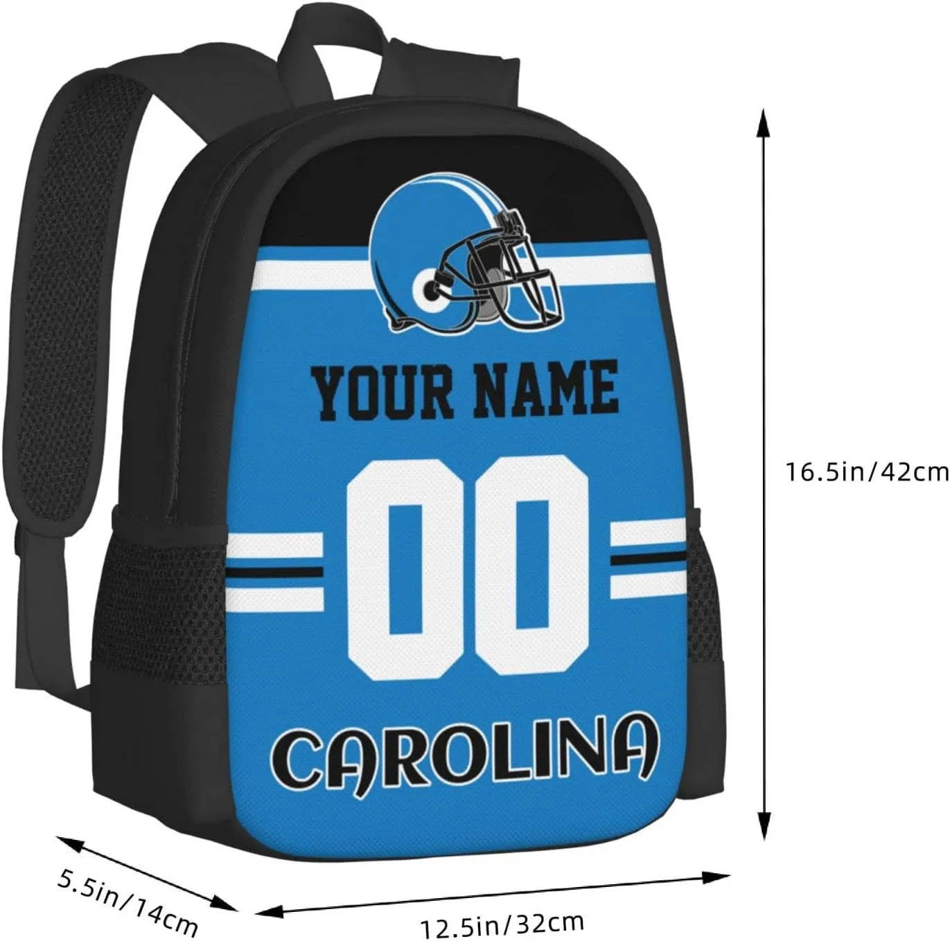 Carolina Backpack Custom Football Style Backpack Personalized Name and Number Backpacks Customized High Capacity Bag Gifts for Men Women Fans