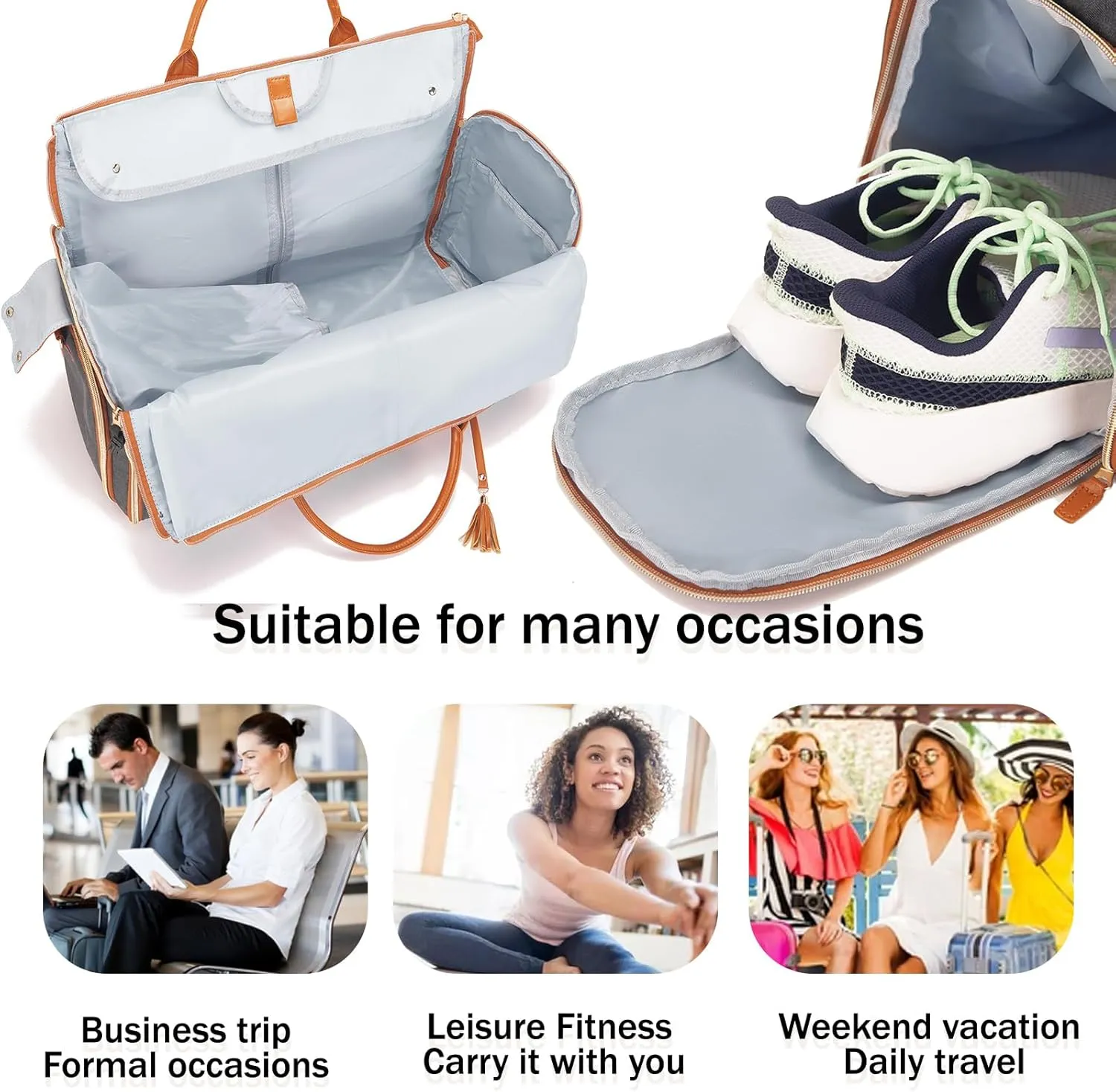 Carry on Garment Bag for Travel Convertible Garment Duffle Bags for Men Women with Shoe Compartment - 2 in 1 Hanging Travel Suitcase Suit