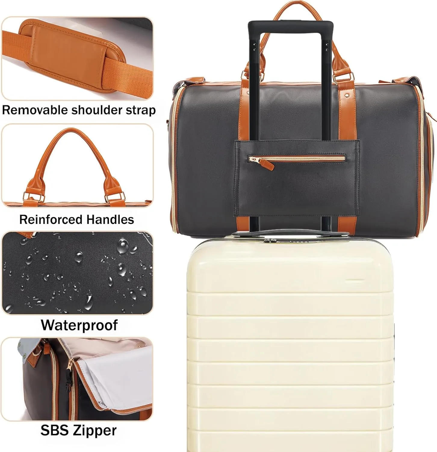 Carry on Garment Bag for Travel Convertible Garment Duffle Bags for Men Women with Shoe Compartment - 2 in 1 Hanging Travel Suitcase Suit
