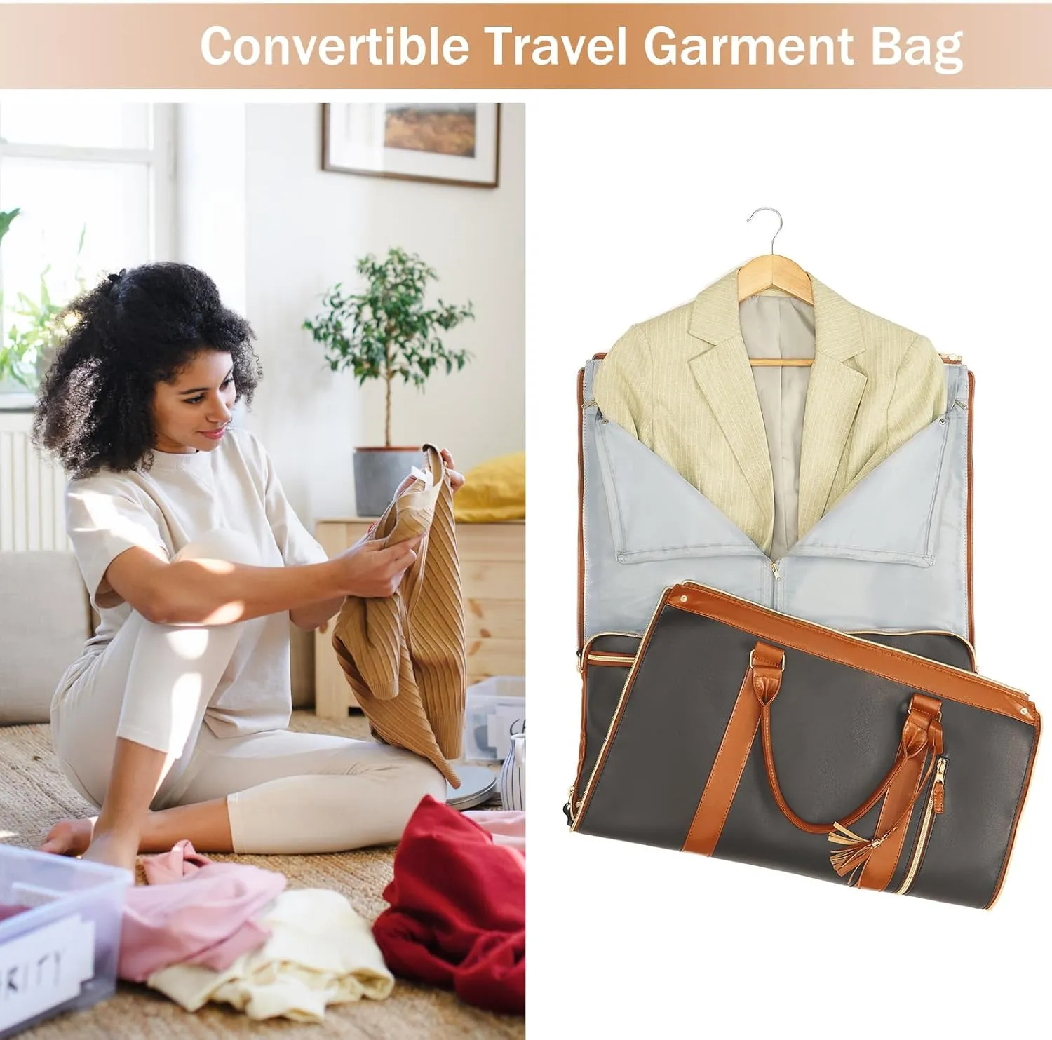 Carry on Garment Bag for Travel Convertible Garment Duffle Bags for Men Women with Shoe Compartment - 2 in 1 Hanging Travel Suitcase Suit