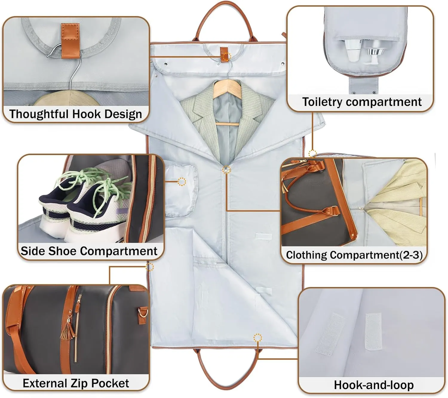 Carry on Garment Bag for Travel Convertible Garment Duffle Bags for Men Women with Shoe Compartment - 2 in 1 Hanging Travel Suitcase Suit