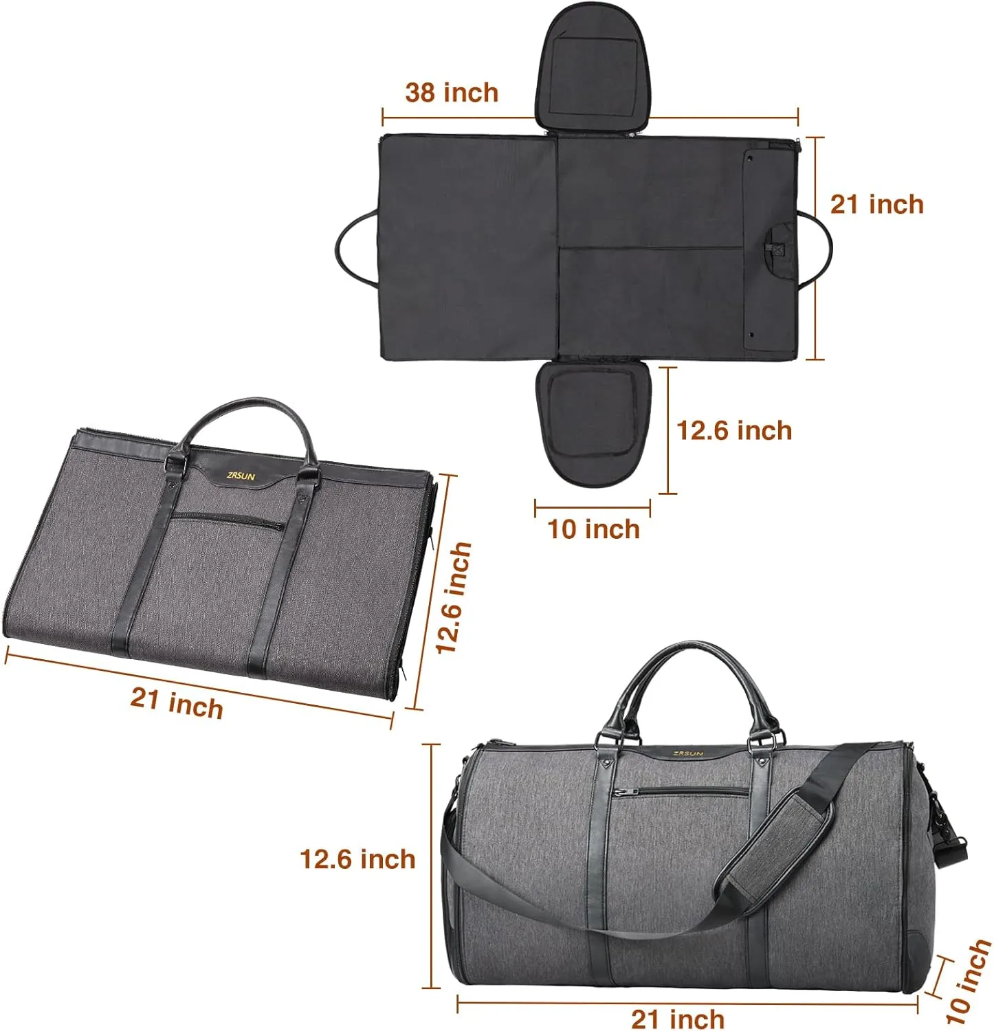Carry On Garment bag, Garment Bag for Travel?Convertible Duffel Bag with Shoe Compartment, Perfect for Business Trips and Weekend Getaways(Grey)