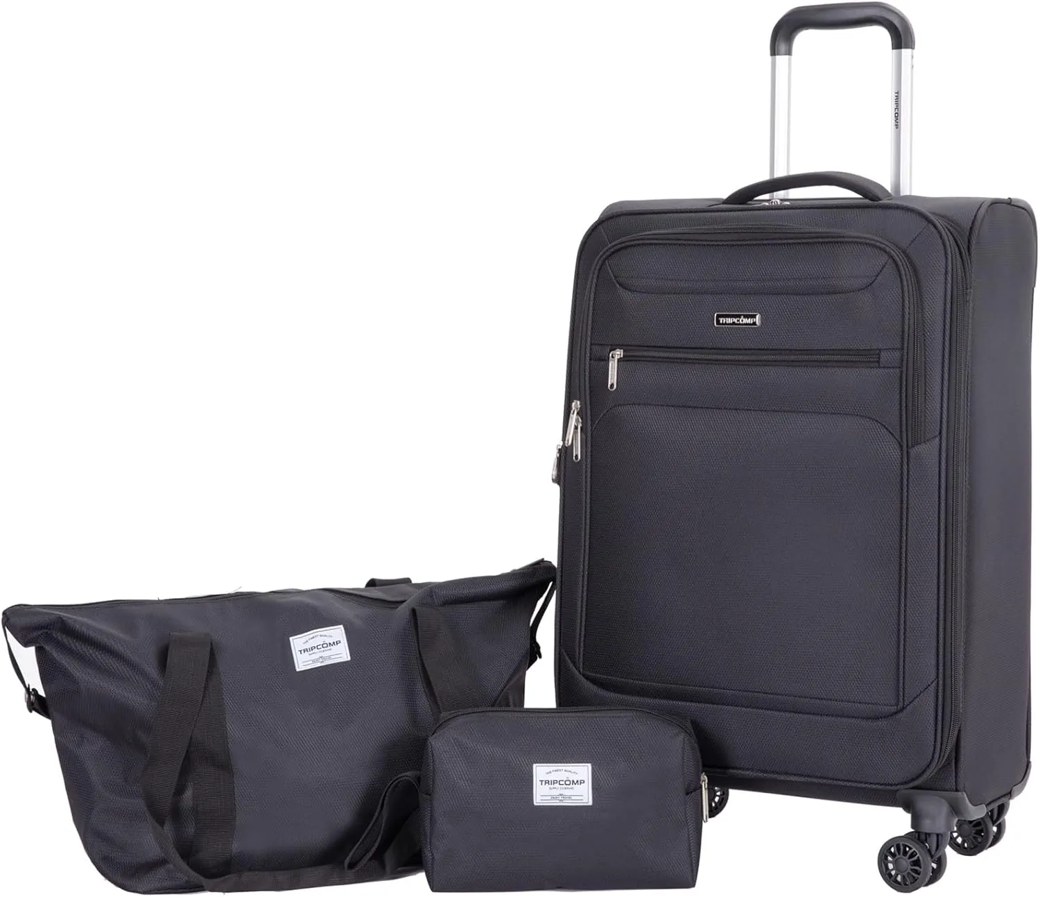 Carry-on Luggage Set 3 Piece Softside Lightweight Suitcase With Spinner Wheels Duffel Bag And Toiletry Bag(10" 16" 18"), Black