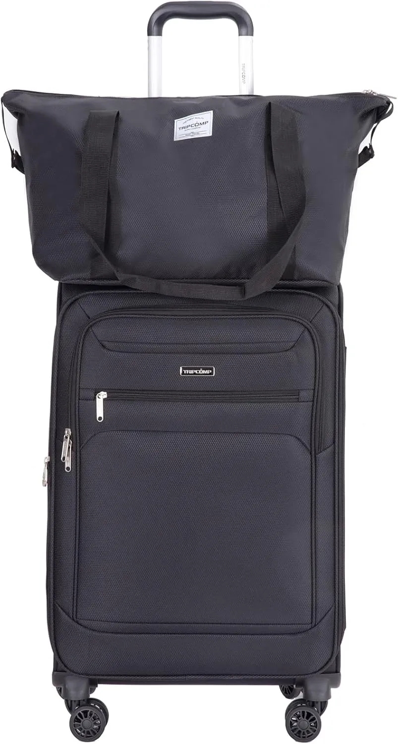 Carry-on Luggage Sets 3 Piece Softside Lightweight Suitcase With Spinner Wheels Duffel Bag And Toiletry Bag(10" 16" 18"), Black