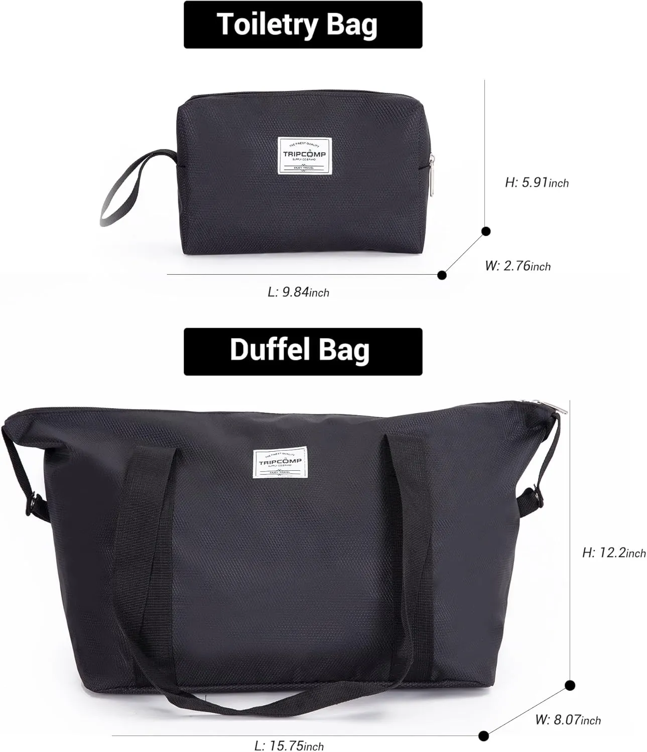 Carry-on Luggage Sets 3 Piece Softside Lightweight Suitcase With Spinner Wheels Duffel Bag And Toiletry Bag(10" 16" 18"), Black
