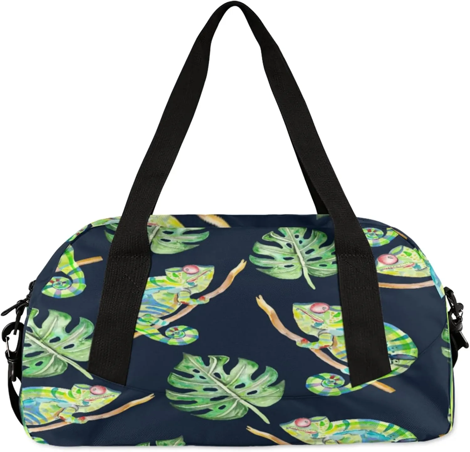Cartoon Lizard Kids Duffel Bag Lightweight Waterproof Sports Gym Bag with Front Zipper Pocket Foldable Weekender Overnight Bag for School Practice Gymnastic Ballet
