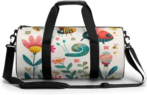 Cartoon Small Insect Gym Bag Small Travel Duffle Bag with Compartment Carry On Weekender Bag for Women Men