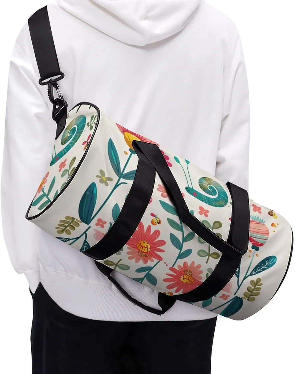 Cartoon Small Insect Gym Bag Small Travel Duffle Bag with Compartment Carry On Weekender Bag for Women Men