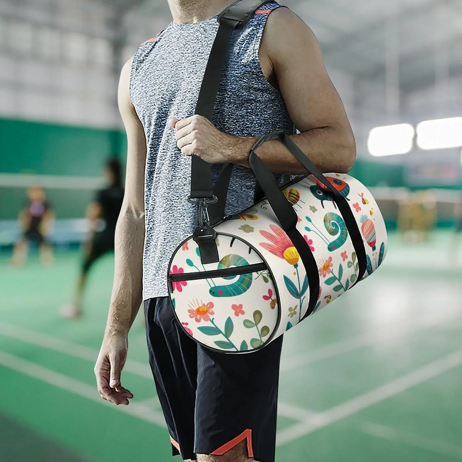 Cartoon Small Insect Gym Bag Small Travel Duffle Bag with Compartment Carry On Weekender Bag for Women Men